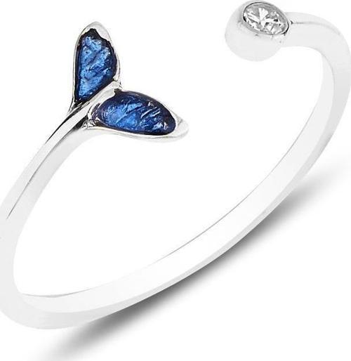 Gümüş rodyumlu zirkon taşlı mineli ayarlamalı yüzük 