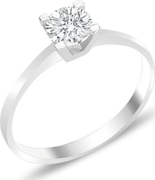 Gümüş rodyumlu pırlanta montürlü tektaş yüzük