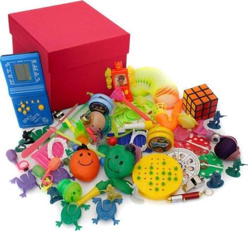 Nostaljik Özel Kırmızı Oyuncak Kutusu Mavi Tetrisli