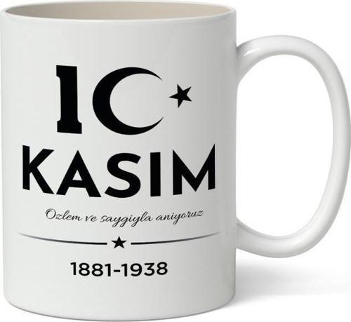 10 Kasım Mustafa Kemal Atatürk Tasarımlı Kupa Bardak Baskılı Kahve Kupa Bardak Model 4