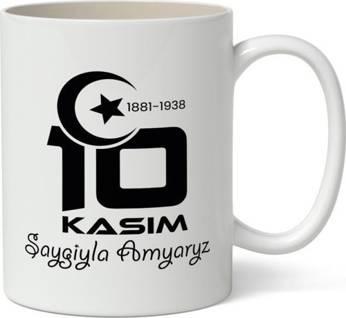 10 Kasım Mustafa Kemal Atatürk Tasarımlı Kupa Bardak Baskılı Kahve Kupa Bardak Model 5
