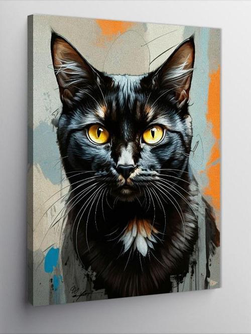 Kanvas Tablo Keskin Bakışlı Kedi