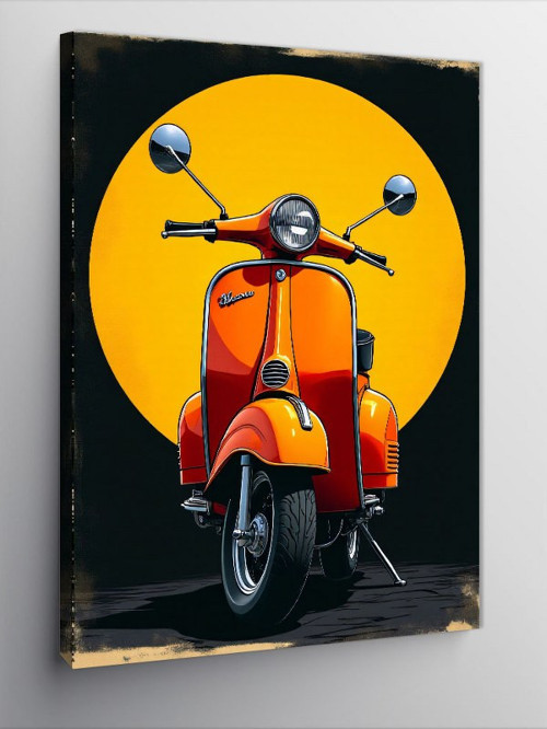 Kanvas Tablo Kırmızı Vespa Scooter