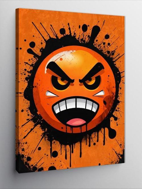 Kanvas Tablo Kızgın Emoji Grafiti
