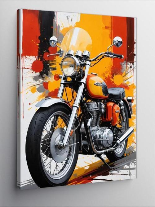 Kanvas Tablo Klasik Motosiklet Tutkusu