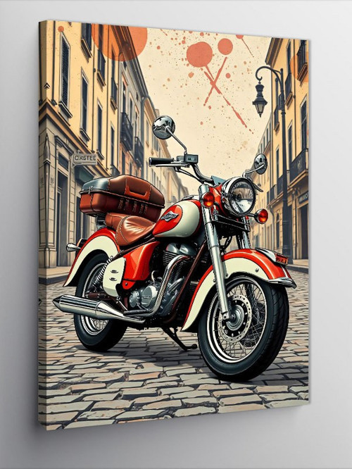 Kanvas Tablo Klasik Sokak Motorsikleti