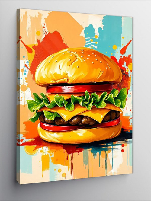 Kanvas Tablo Lezzetli Burger Patlaması