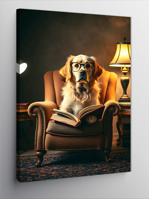 Kanvas Tablo Koltukta Oturan Köpek