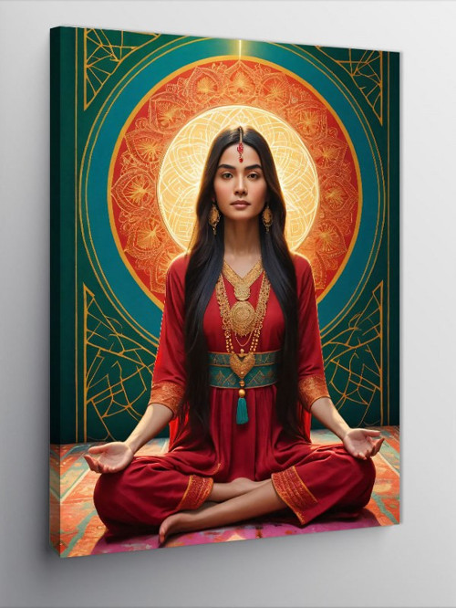 Kanvas Tablo Meditasyon Ve Altın Aura