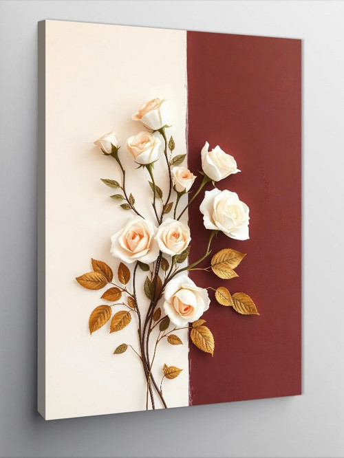 Kanvas Tablo Minimalist Beyaz Güller