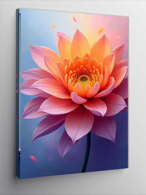 Kanvas Tablo Pembe Lotus Çiçeği Detayı