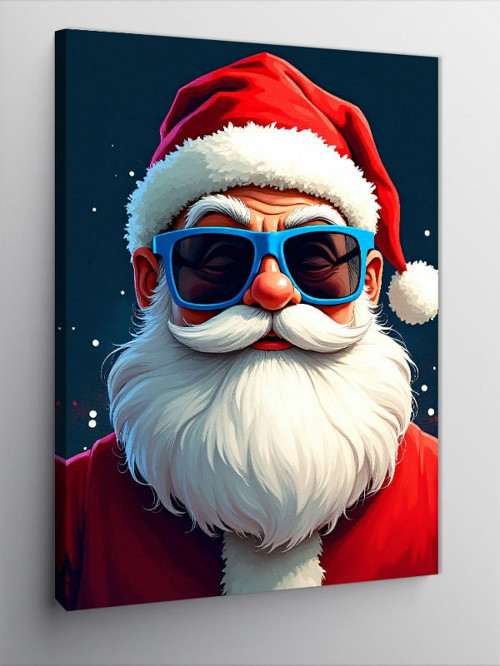 Kanvas Tablo Noel Baba Gözlükleriyle