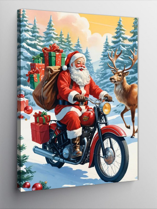 Kanvas Tablo Noel Baba Ve Geyik