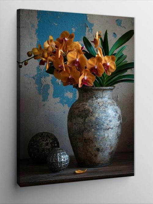 Kanvas Tablo Orkide İle Rustik Vazo
