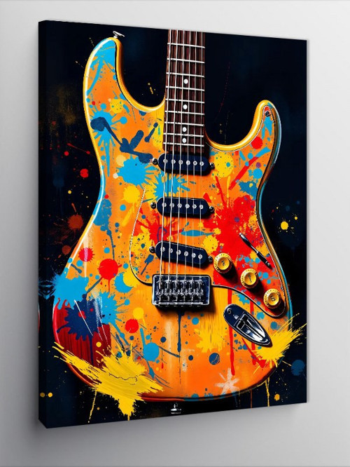 Kanvas Tablo Renkli Elektro Gitar