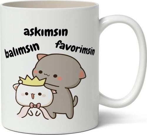 Aşkımsın, Balımsın, Favorimsin Baskılı Kupa Bardak Baskılı Kahve Kupa Bardak