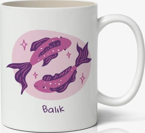 Balık Burcu Baskılı Kupa Bardak 2- Baskılı Kahve Kupa Bardak
