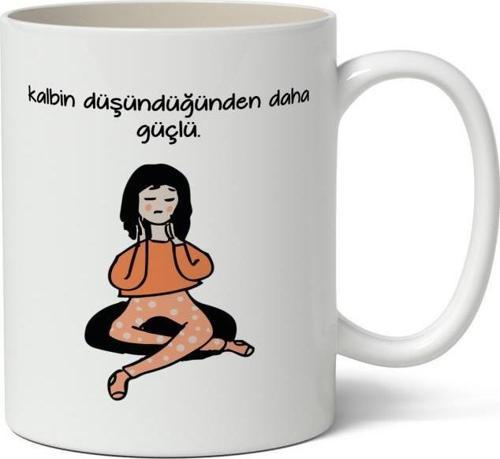 Kalbin Düşündüğünden Daha Güçlü Baskılı Kupa Bardak Baskılı Kahve Kupa Bardak