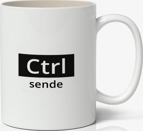 CTRL sende Yazılı Baskılı Kupa Bardak - Baskılı Kahve Kupa Bardak