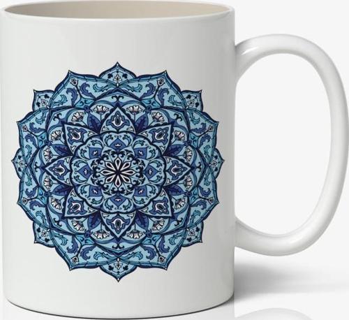 Yaşam Çiçeği Mandala Baskılı Kupa Bardak Baskılı Kahve Kupa Bardak-3