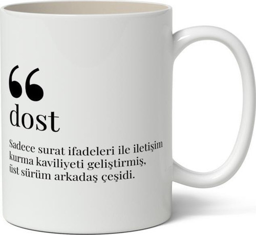 Dost Kelime Anlamı Baskılı Kupa Bardak Baskılı Kahve Kupa Bardak