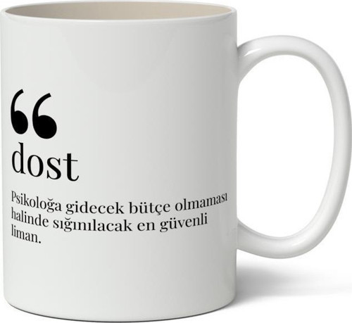 Dost Kelime Anlamı Baskılı Kupa Bardak Baskılı Kahve Kupa Bardak