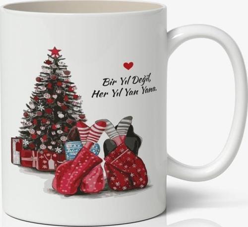 Yılbaşı Temalı Kupa Bardak Baskılı Kahve Kupa Bardak Model 18