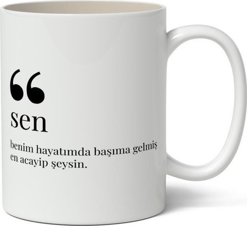 Sen Kelime Anlamı Baskılı Kupa Bardak Baskılı Kahve Kupa Bardak