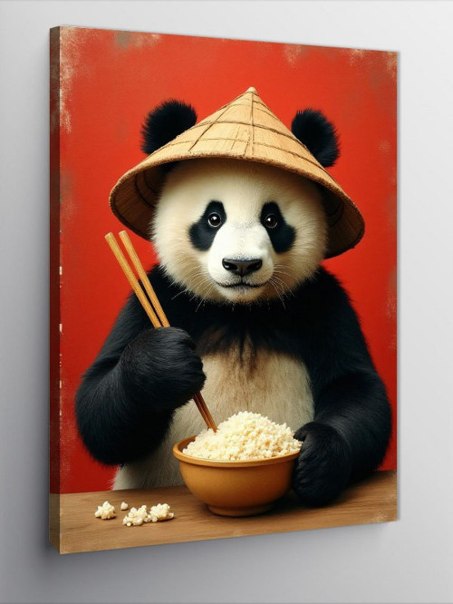 Kanvas Tablo Şapkalı Panda