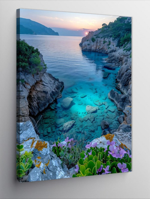 Kanvas Tablo Turkuaz Koy Manzarası
