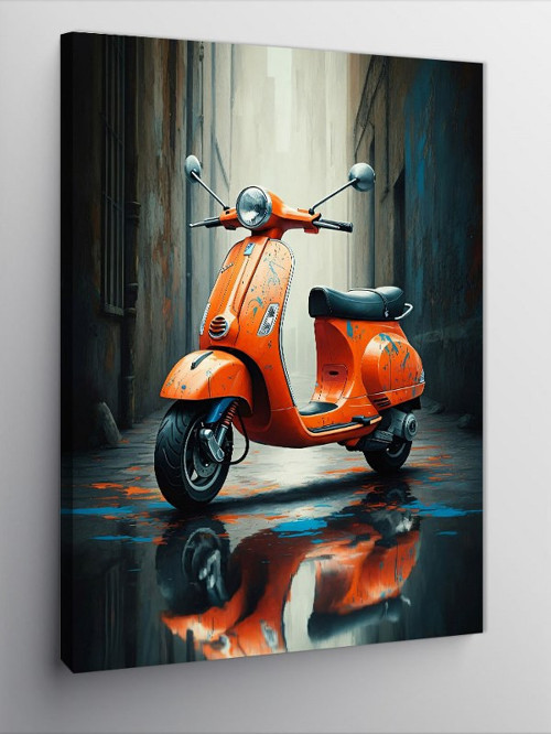 Kanvas Tablo Turuncu Vespa Ve Sokak
