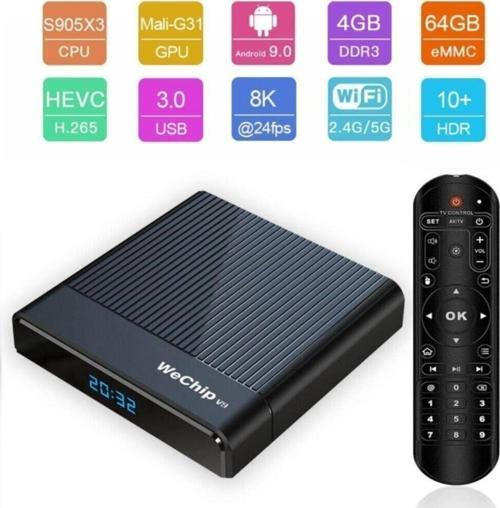 V9 Android 9.0 8K Tv Box Netflix Youtube Akıllı Tv Kutusu 4Gb Ram + 64Gb Rom Bluetooth 4.1