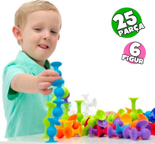 Vakum Molekül 25 Parça Yapı Taşları Fidget Duyusal Eğitici Oyuncak Squigz