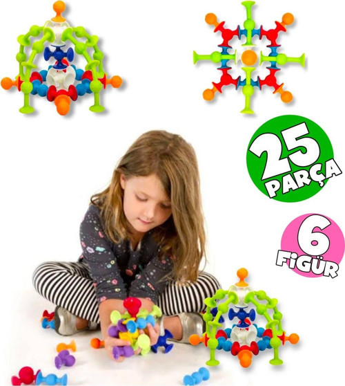 Vakum Molekül 25 Parça Yapı Taşları Fidget Duyusal Eğitici Oyuncak Squigz