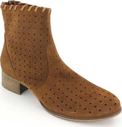 1810614Y DELİKİ YAZLIK TOPUKLU DERİ KADIN BOT