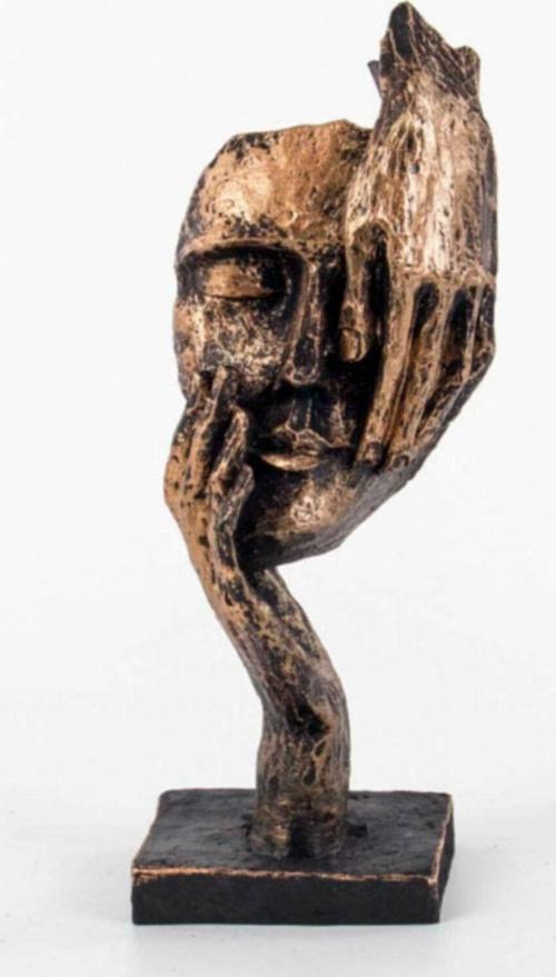 Bronz Rengi Görmedim Figürlü Mask Biblo 11X7X27 Cm