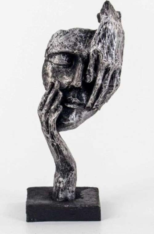 Görmedim Figürlü Mask Biblo Gümüş 11X7X27 Cm