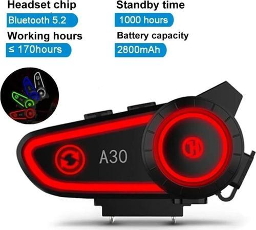 A30 Motosiklet Kask Kulaklık Intercom Işıklı Motorsiklet Interkom