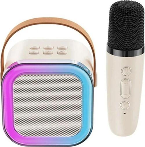 Karaoke Kablosuz Hoparlör Mikrofonlu Rgb Işıklı Bluetooth Speaker Tf Kart/Usb/