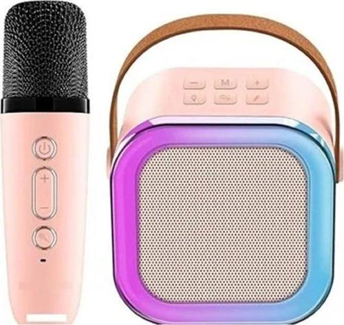 Karaoke Kablosuz Hoparlör Mikrofonlu Rgb Işıklı Bluetooth Speaker Tf Kart/Usb/