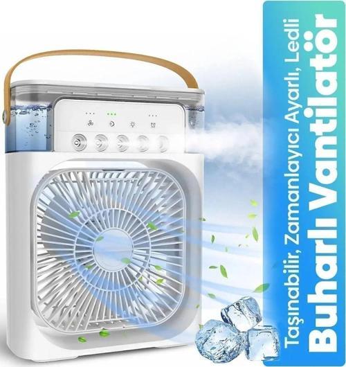 Taşınabilir Işıklı 5 Spreyli Vantilatör Buzlu Buharlı Vantilatör Mini Fan Nemlendirici