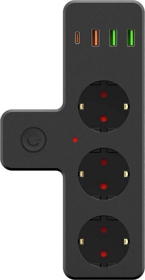 Termal Akım Korumalı Isıya Dayanıklı 3'Lü Duvar Tipi Priz 3X Usb 1X Type-C Priz