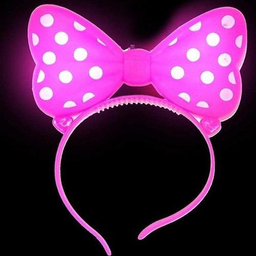 2 ADET MİNNİE MOUSE IŞIKLI TAÇ PEMBE MİKİ TAÇ PEMBE IŞIKLI TAÇ PİNK HEADBAND LED LİGHT PEMBE TAÇ