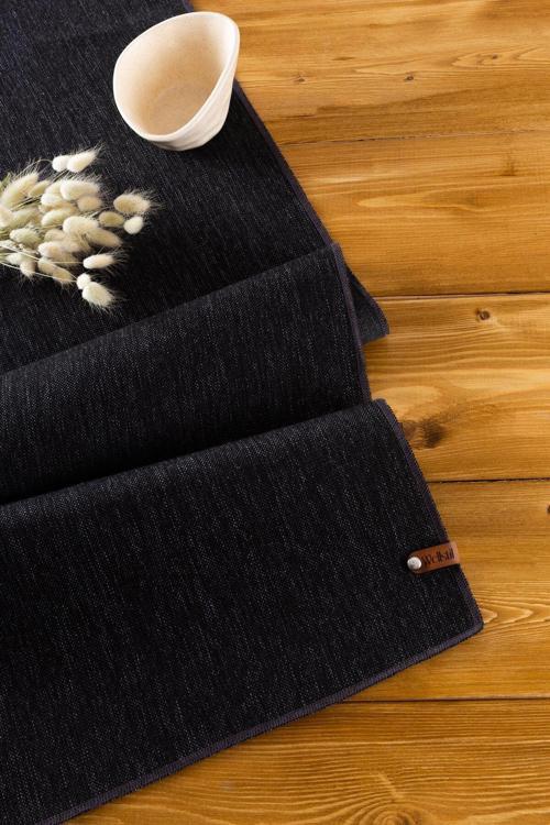 Solen | Keten Görünümlü Siyah Leke Tutmaz Runner 35 X 120 Cm