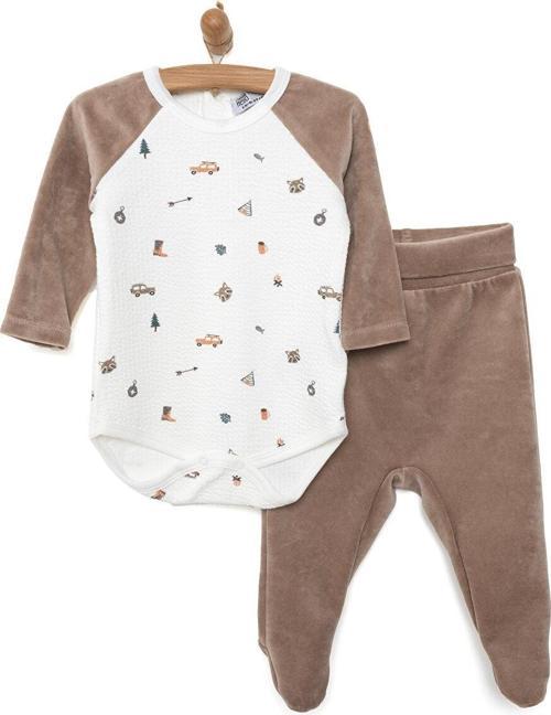 HelloBaby Yenidoğan Kadife Body-Patikli Alt 2li Takım Erkek Bebek