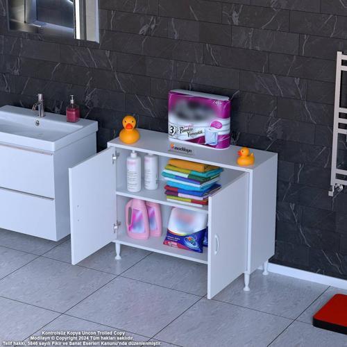 SÖKE 100x75x32,5 cm’ lik Küçük Alanlar İçin Akıllı Çözümler 2 Kapaklı 2 Göz Raf Dolap