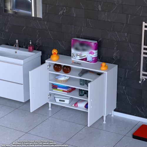 SÖKE 100x75x32,5 cm’ lik Küçük Alanlar İçin Akıllı Çözümler 2 Kapaklı 4 Göz Raf Dolap