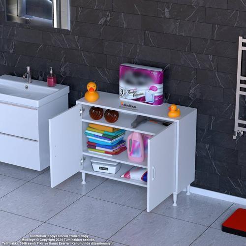 SÖKE 95x75x32,5 cm’ lik Küçük Alanlar İçin Akıllı Çözümler 2 Kapaklı 4 Göz Raf Dolap