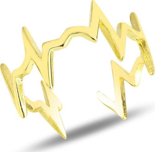 Gümüş altın yaldızlı kalp ritmi ayarlamalı yüzük