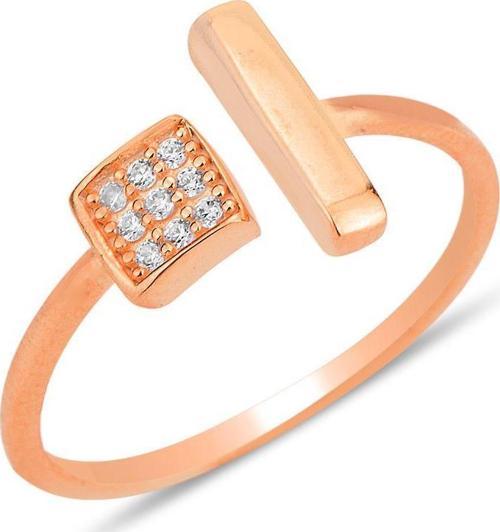 Gümüş rose zirkon taşlı üstten ayarlanabilir küp modeli yüzük 